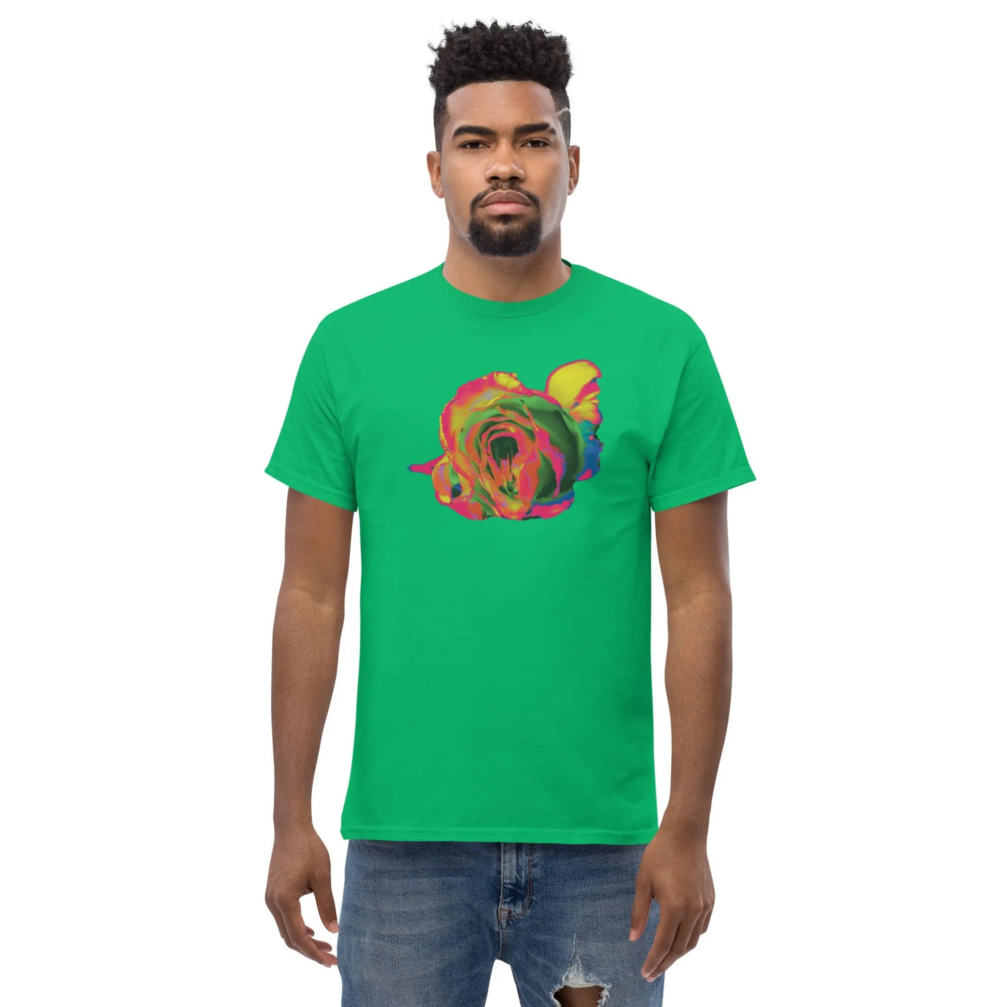 Queer Botanicals | Rainbow Rose | Unisex Classic Short Sleeve T-Shirt BaDeYaDeYa