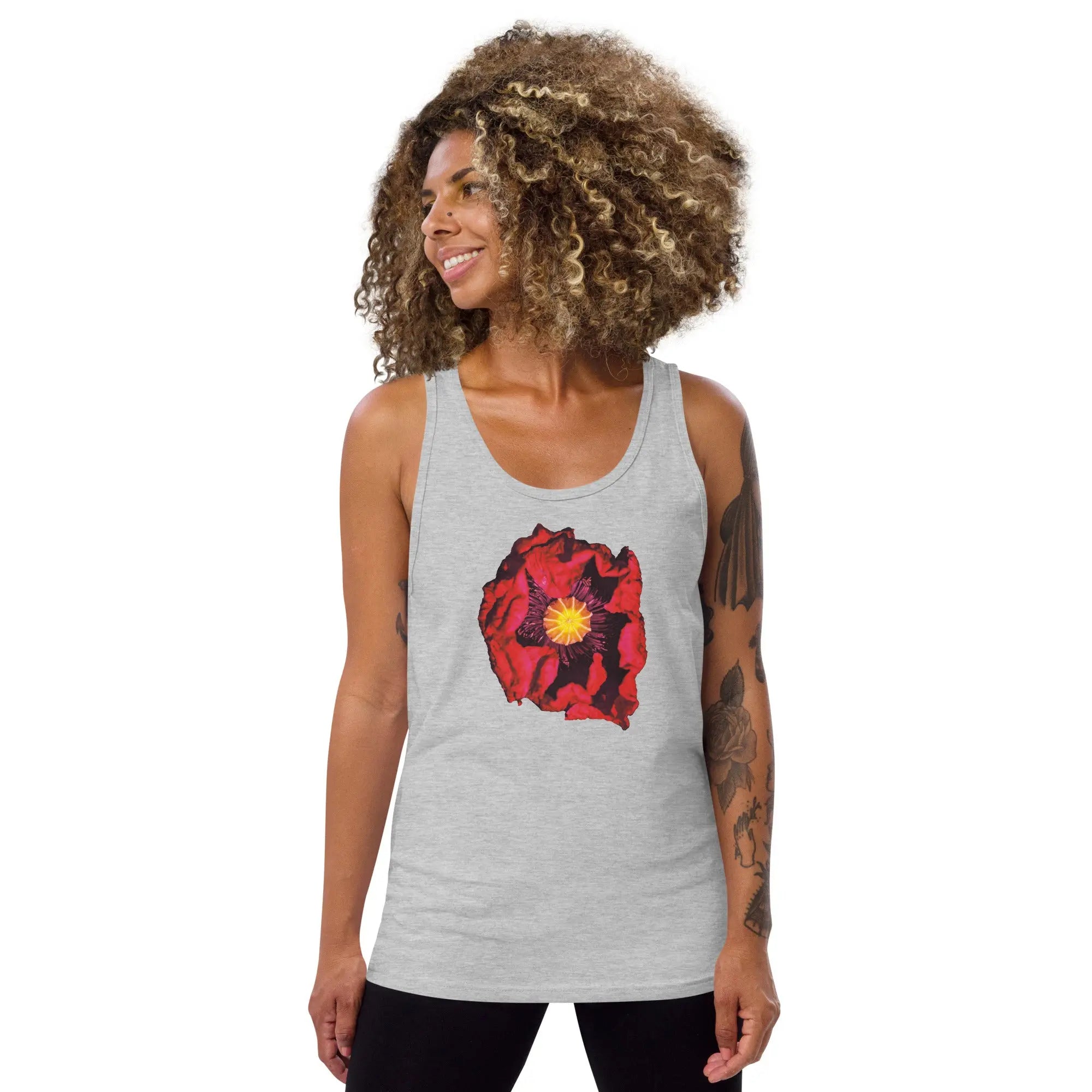 Queer Botanicals | Opening Red Poppy | Unisex Tank Top BaDeYaDeYa