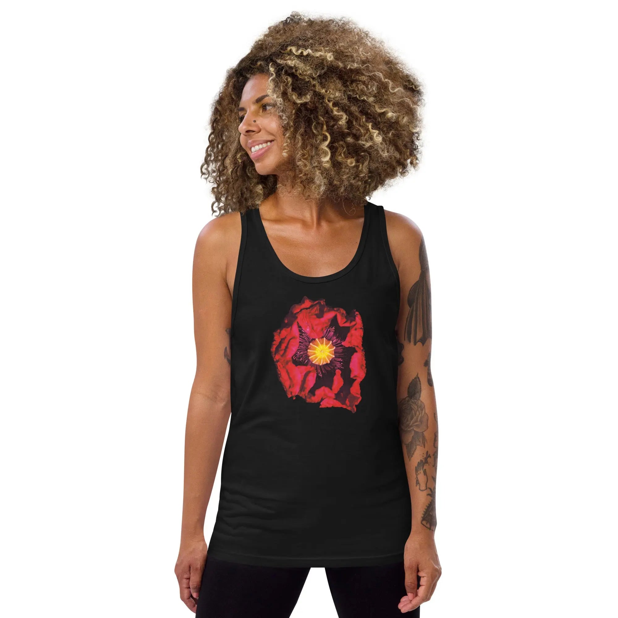 Queer Botanicals | Opening Red Poppy | Unisex Tank Top BaDeYaDeYa