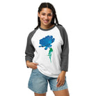 Queer Botanicals  | Blue Rose | Unisex 3/4 Sleeve Raglan T-Shirt BaDeYaDeYa