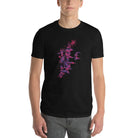 Fluorescent Flowers | Pink Lotus | Men's Fitted Short Sleeve T-Shirt BaDeYaDeYa