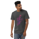 Fluorescent Flowers | Pink Lotus | Men's Fitted Short Sleeve T-Shirt BaDeYaDeYa