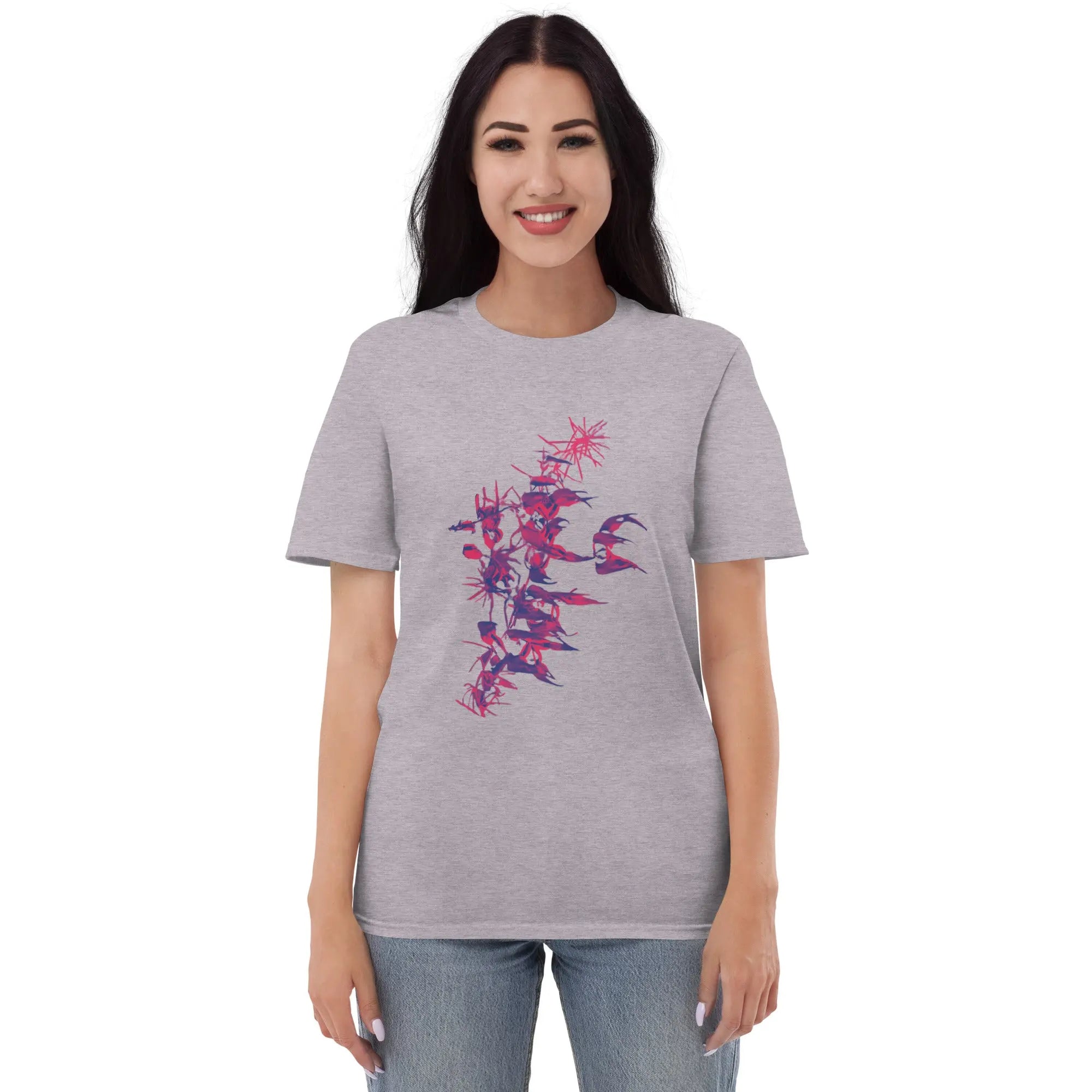 Fluorescent Flowers | Pink Lotus | Unisex Classic Short Sleeve T-Shirt BaDeYaDeYa