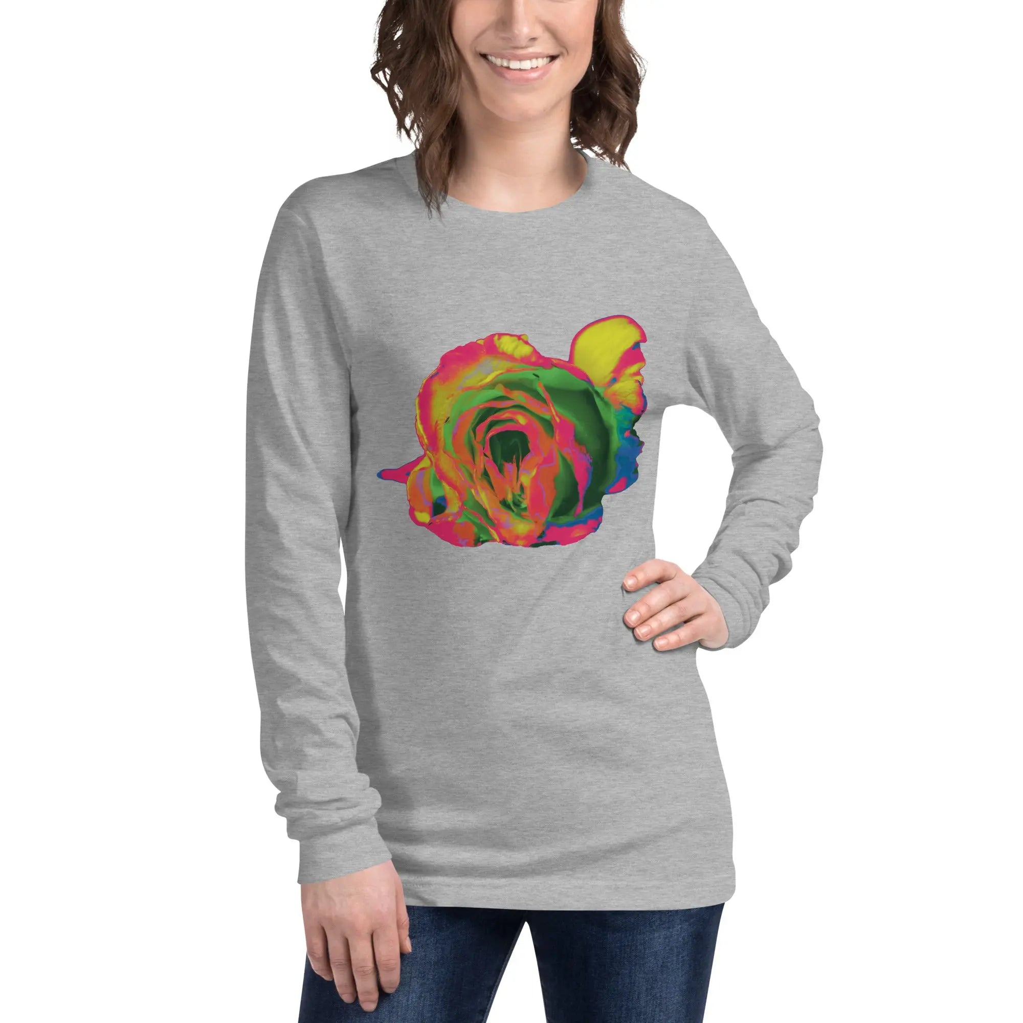 Queer Botanicals | Rainbow Rose | Unisex Long Sleeve T-Shirt BaDeYaDeYa