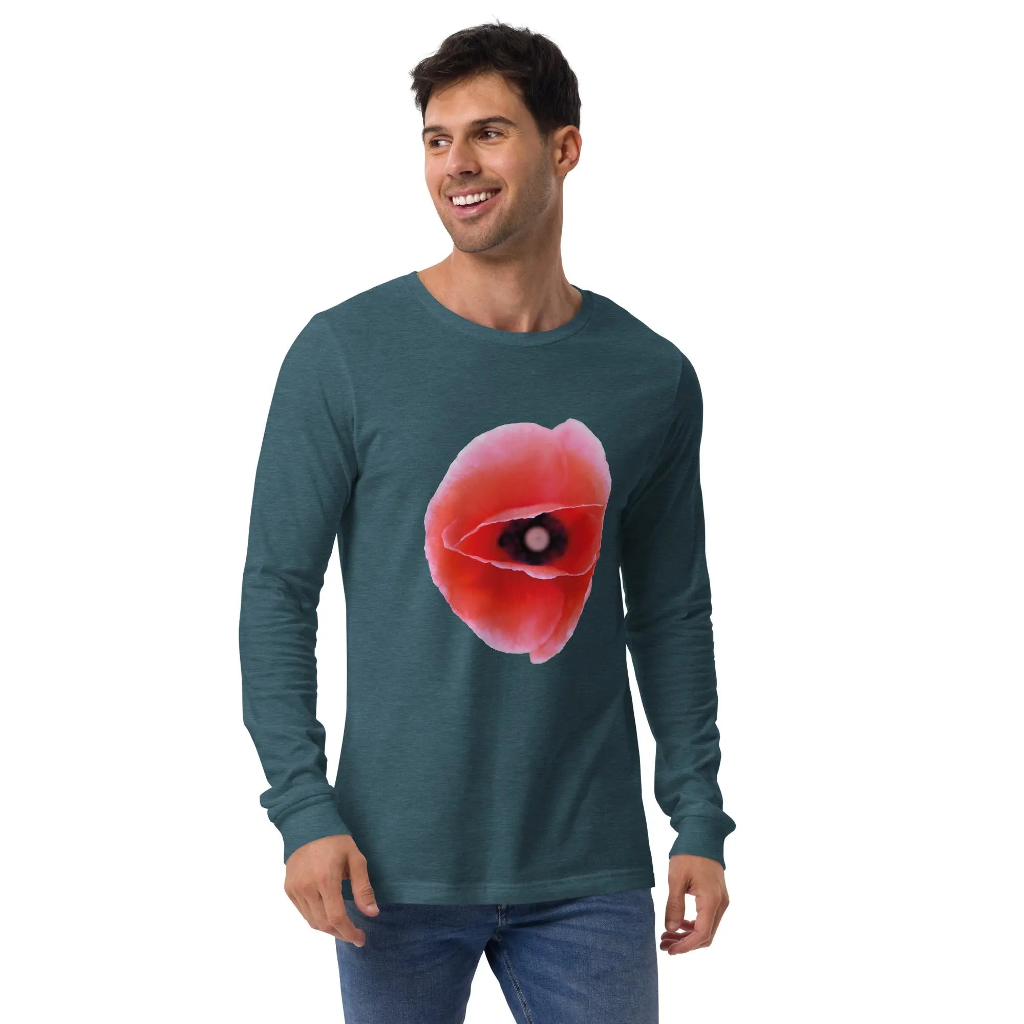 Queer Botanicals | Red Poppy | Unisex Long Sleeve T-Shirt BaDeYaDeYa