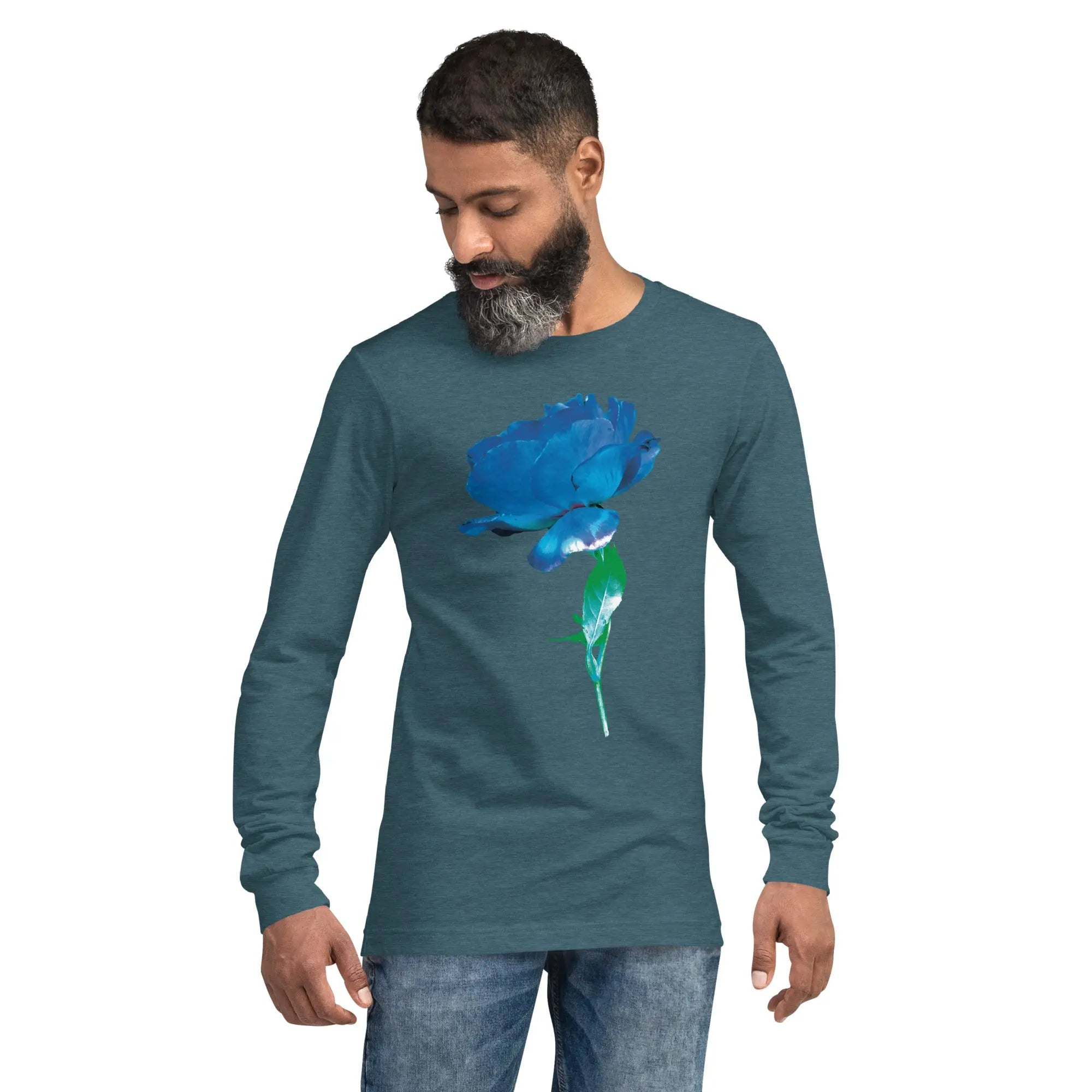 Queer Botanicals  | Blue Rose | Unisex Long Sleeve T-Shirt BaDeYaDeYa