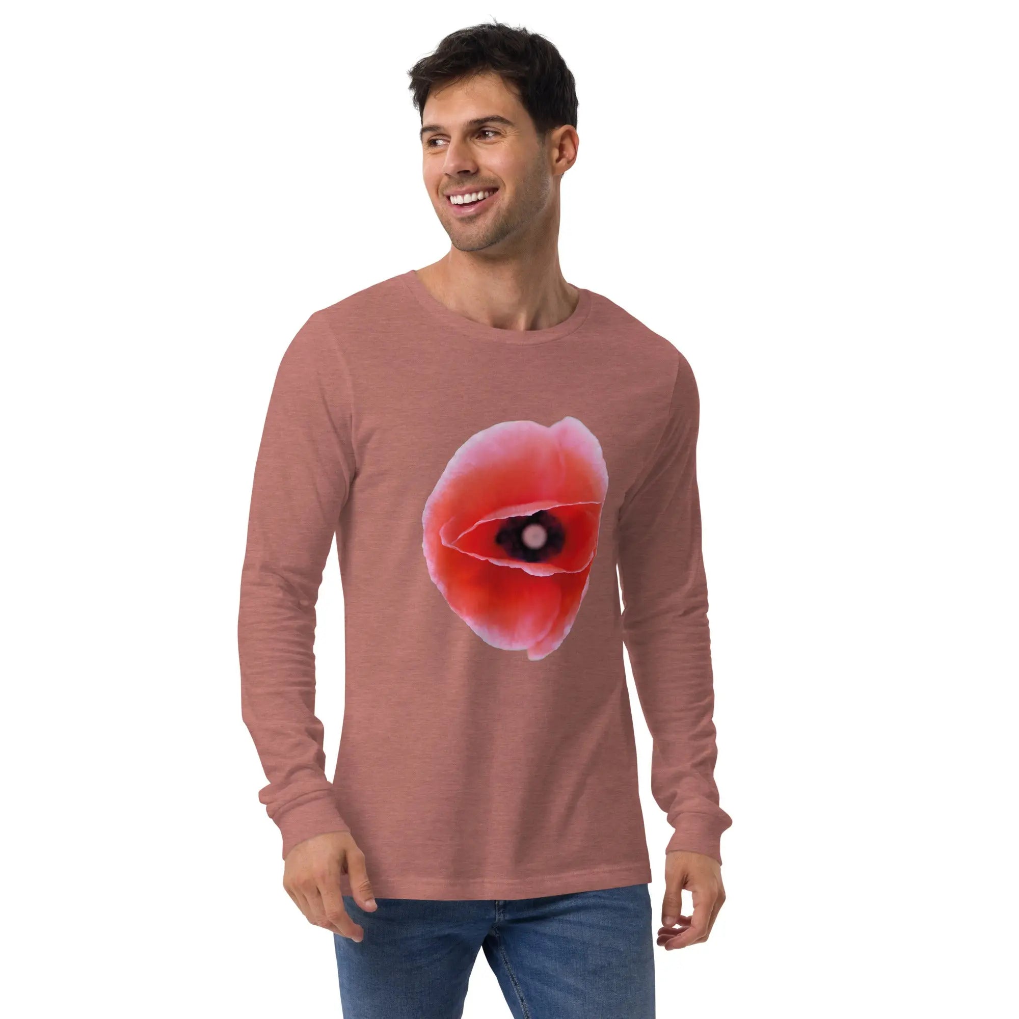 Queer Botanicals | Red Poppy | Unisex Long Sleeve T-Shirt BaDeYaDeYa