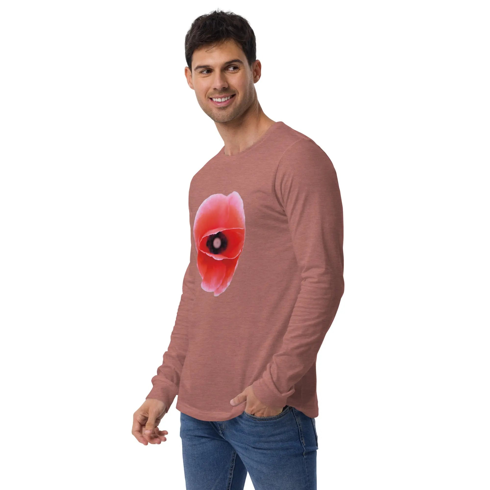 Queer Botanicals | Red Poppy | Unisex Long Sleeve T-Shirt BaDeYaDeYa