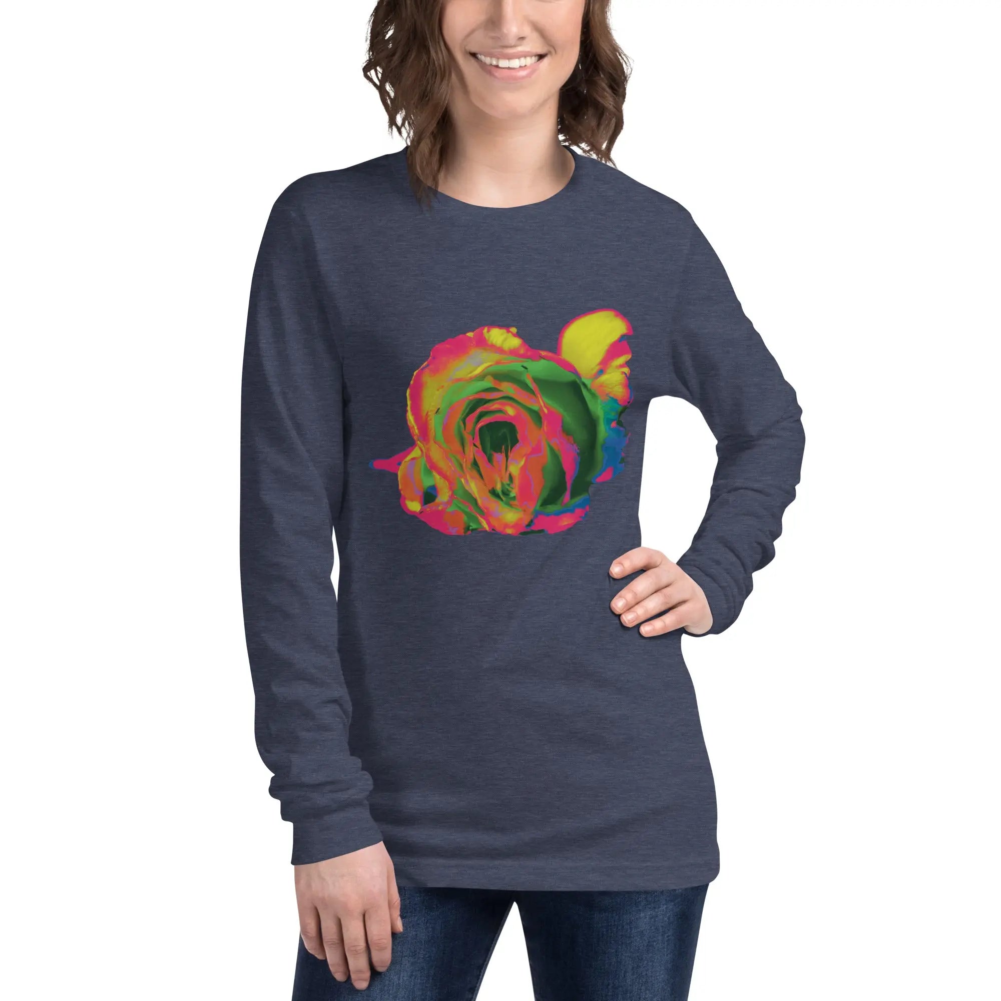 Queer Botanicals | Rainbow Rose | Unisex Long Sleeve T-Shirt BaDeYaDeYa