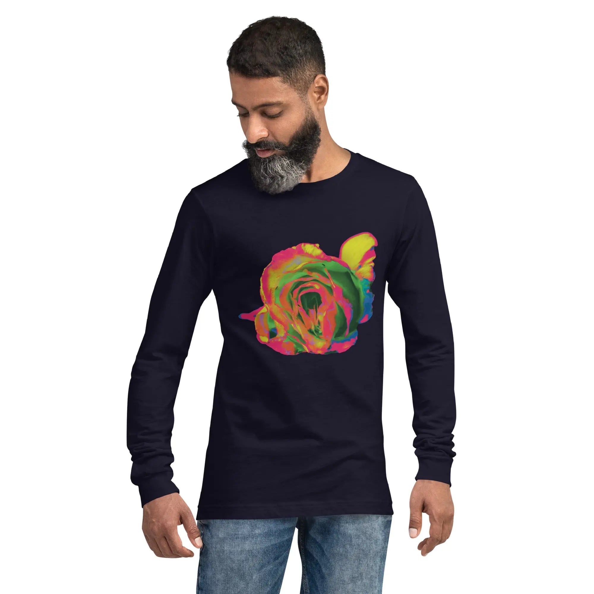 Queer Botanicals | Rainbow Rose | Unisex Long Sleeve T-Shirt BaDeYaDeYa