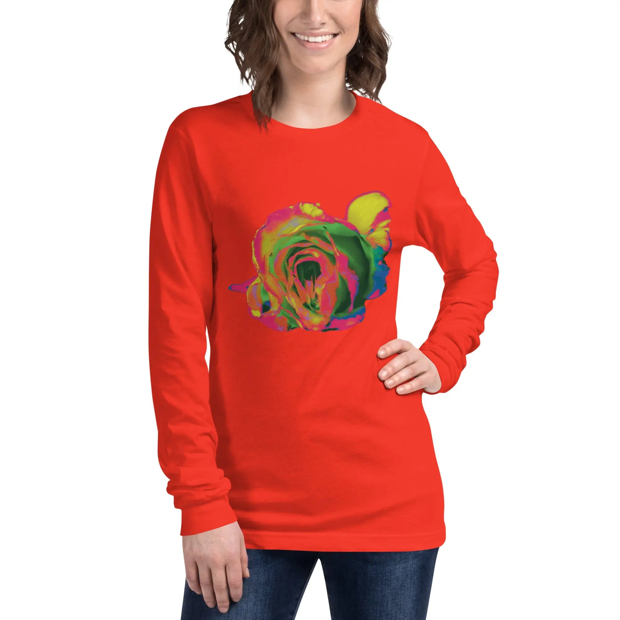 Queer Botanicals | Rainbow Rose | Unisex Long Sleeve T-Shirt BaDeYaDeYa