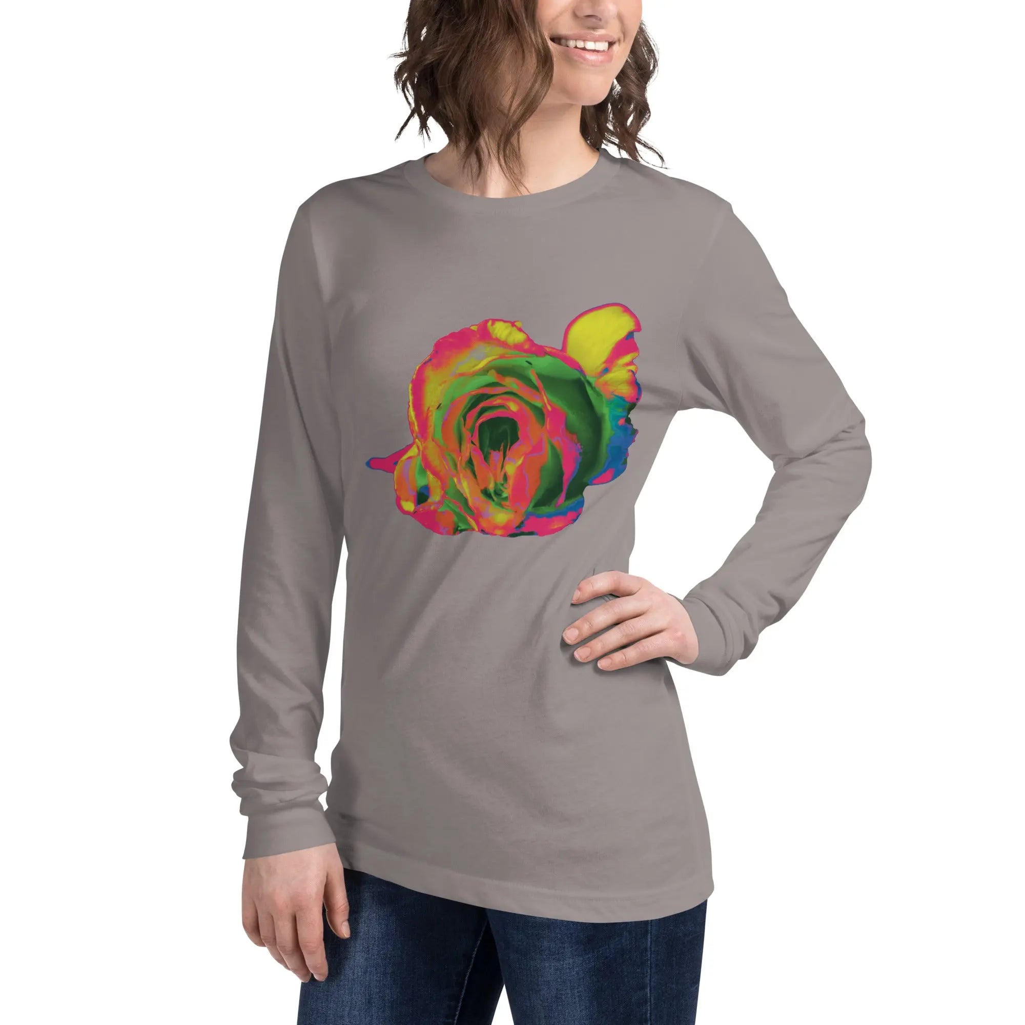 Queer Botanicals | Rainbow Rose | Unisex Long Sleeve T-Shirt BaDeYaDeYa