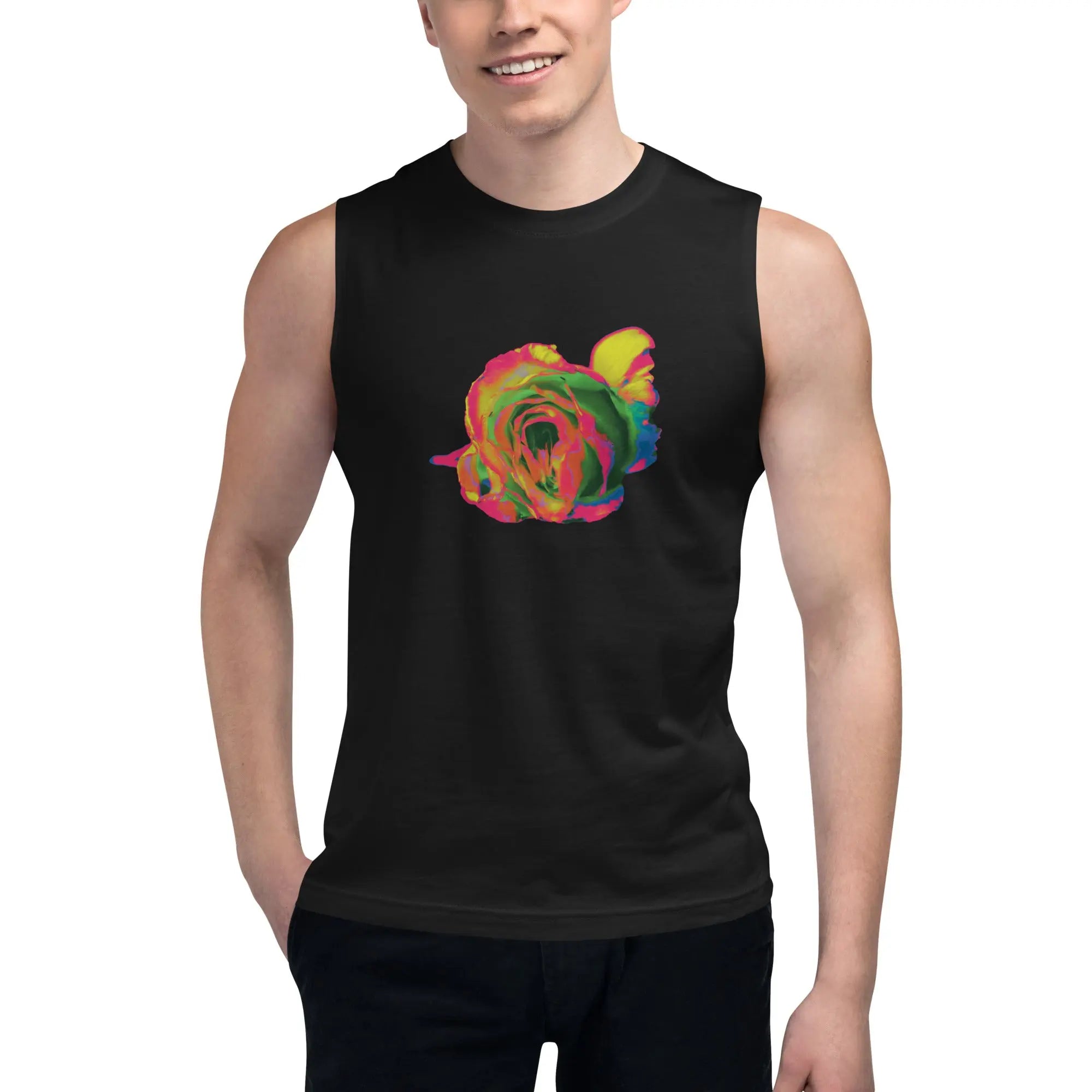 Queer Botanicals | Rainbow Rose | Unisex Muscle T-Shirt BaDeYaDeYa