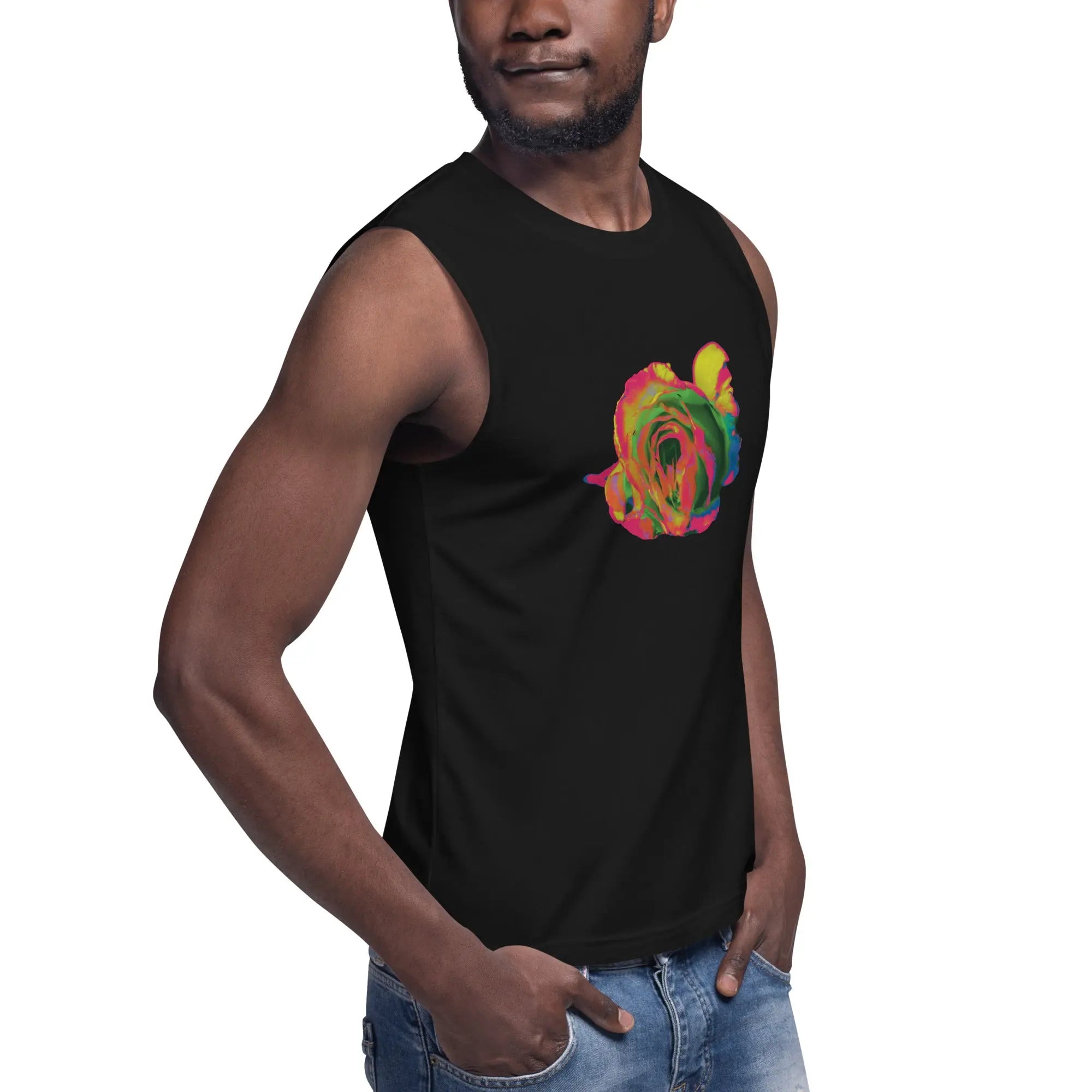 Queer Botanicals | Rainbow Rose | Unisex Muscle T-Shirt BaDeYaDeYa