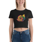 Queer Botanicals | Rainbow Rose | Women’s Fitted Crop Top T-Shirt BaDeYaDeYa