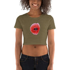 Queer Botanicals | Red Poppy | Women’s Fitted Crop Top T-Shirt BaDeYaDeYa