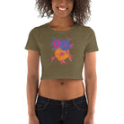 Fluorescent Flowers | Love In A Mist | Women’s Fitted Crop Top BaDeYaDeYa