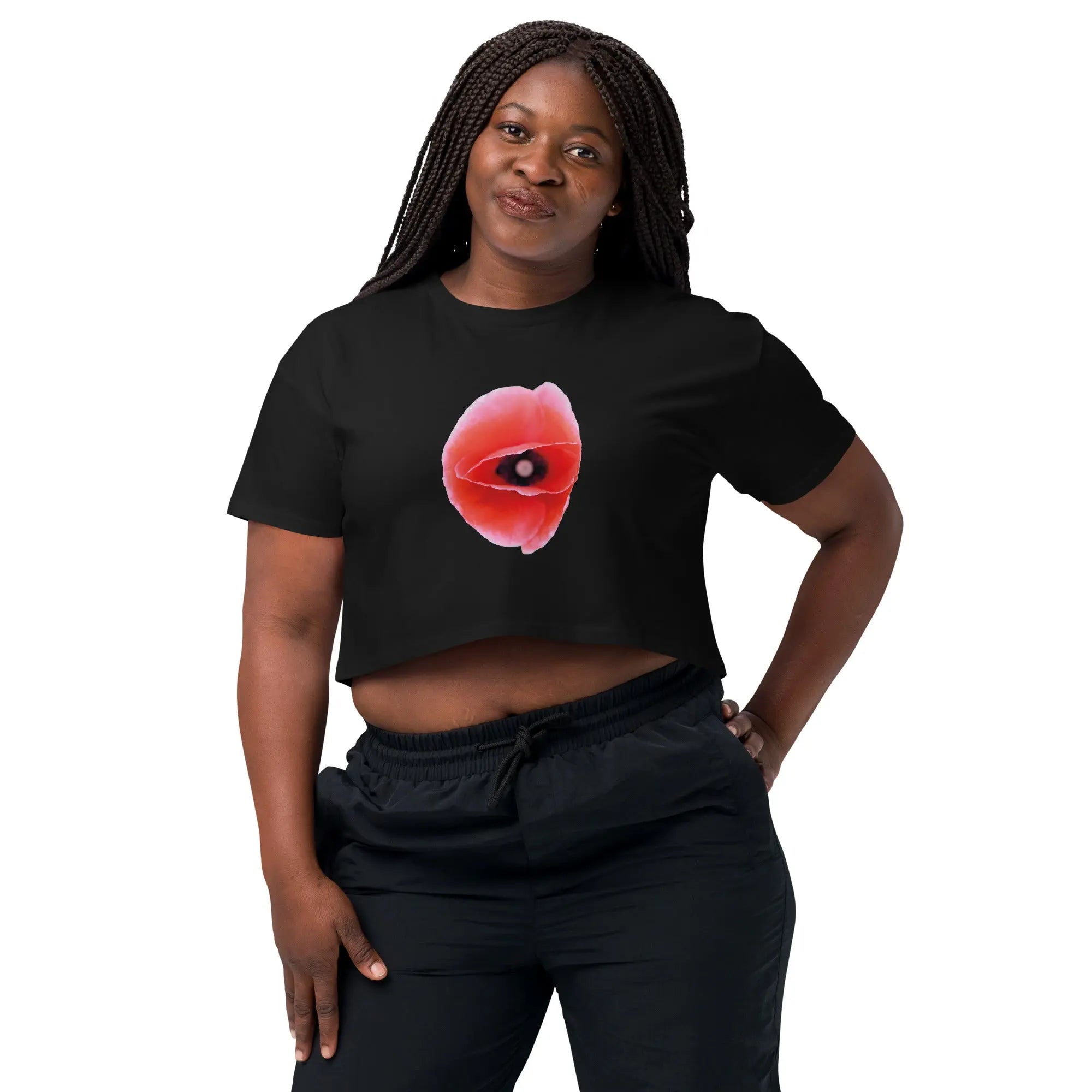 Queer Botanicals | Red Poppy | Women's/They Friendly Crop Top BaDeYaDeYa