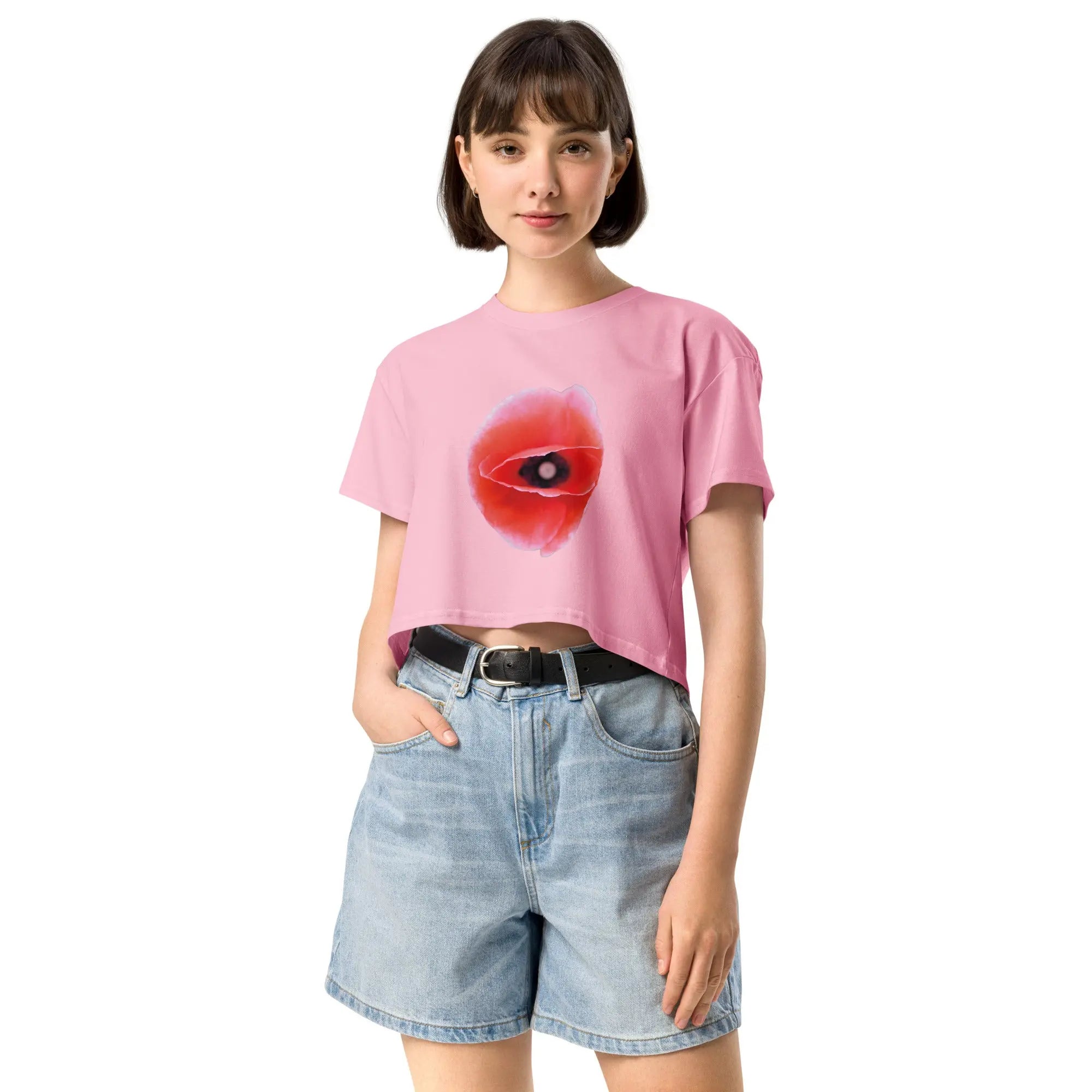 Queer Botanicals | Red Poppy | Women's/They Friendly Crop Top BaDeYaDeYa