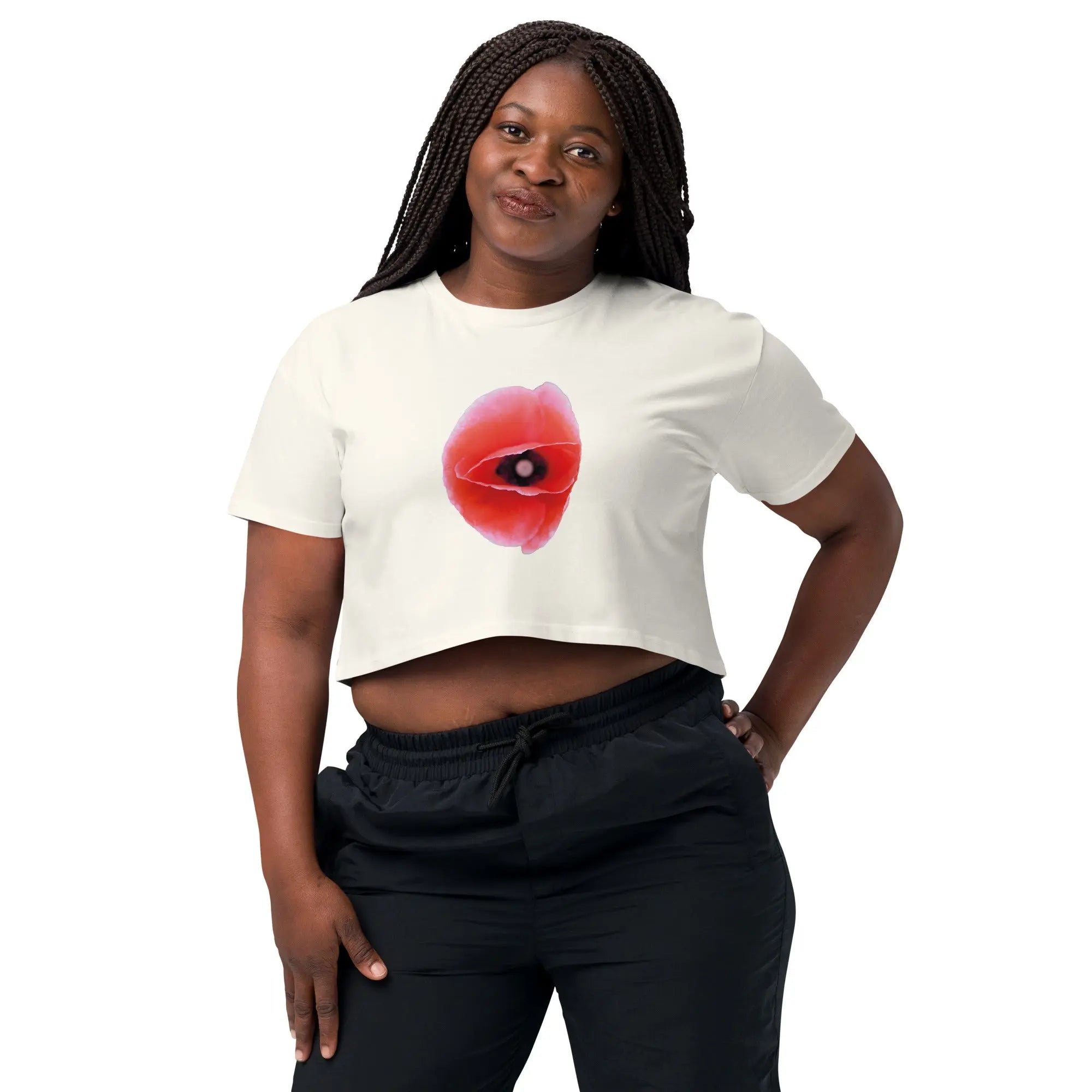 Queer Botanicals | Red Poppy | Women's/They Friendly Crop Top BaDeYaDeYa