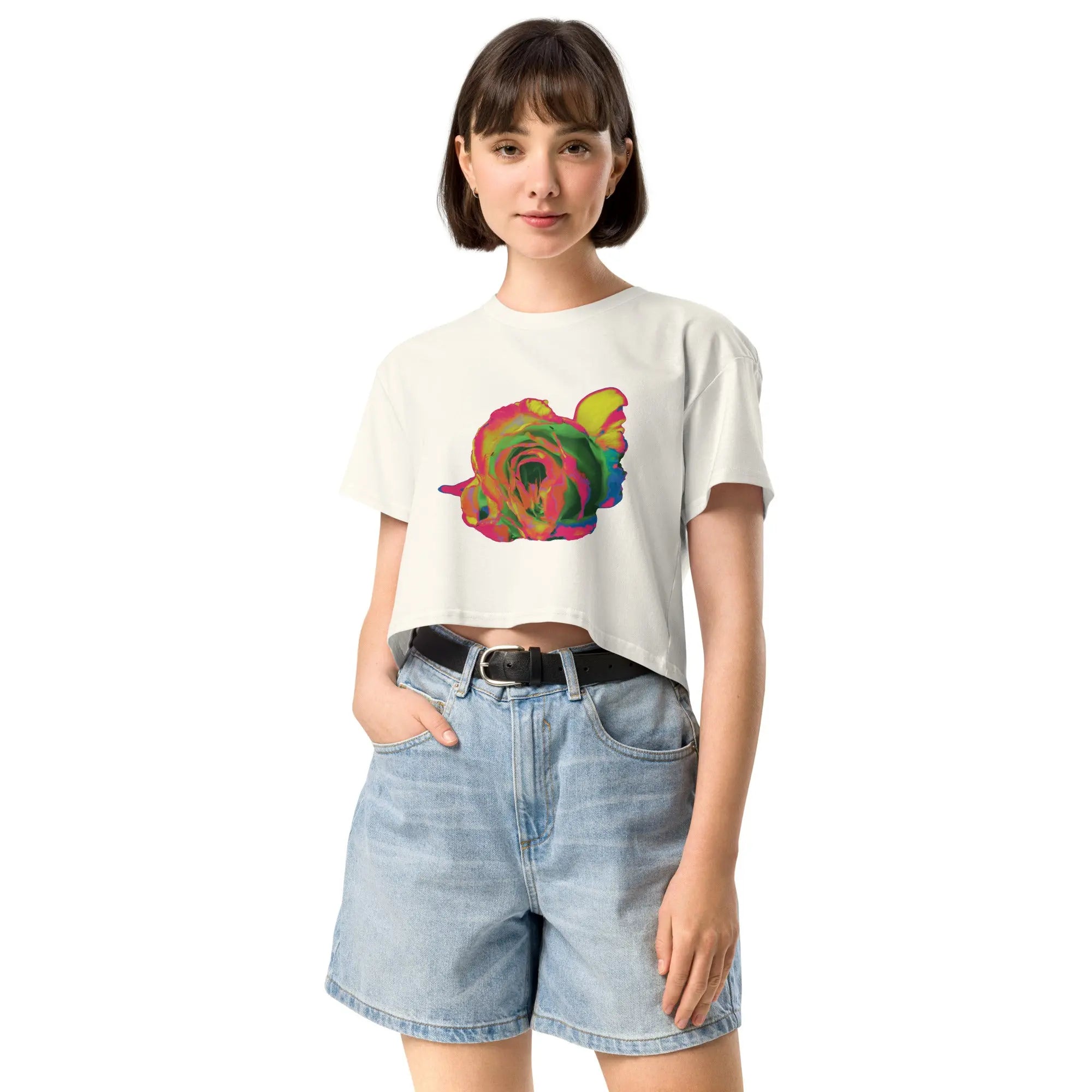 Queer Botanicals | Rainbow Rose | Unisex Crop Top BaDeYaDeYa