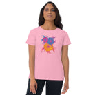 Fluorescent Flowers | Love In A Mist | Women's Fitted Short Sleeve T-Shirt BaDeYaDeYa