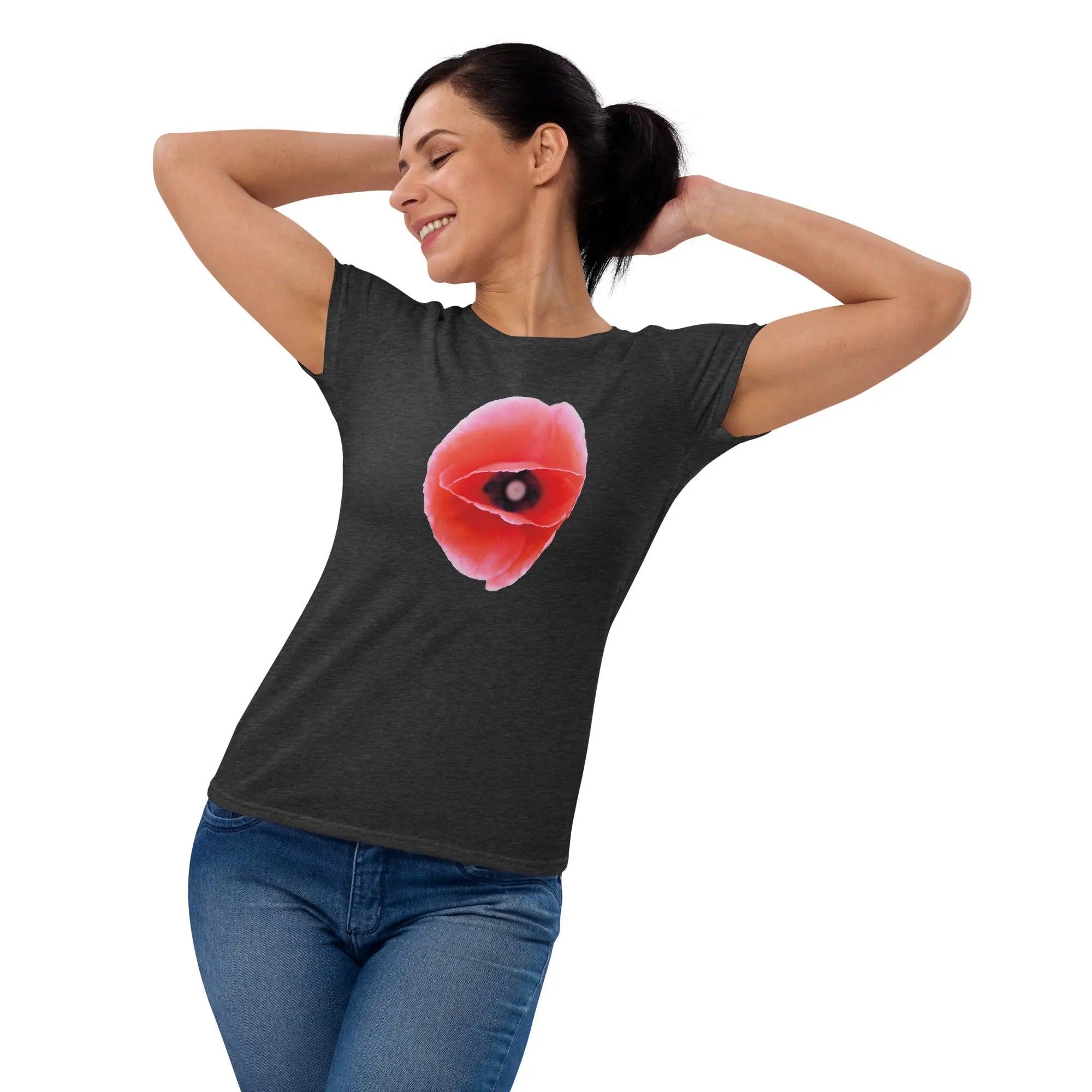 Queer Botanicals | Red Poppy | Women's Fitted Short Sleeve T-Shirt BaDeYaDeYa