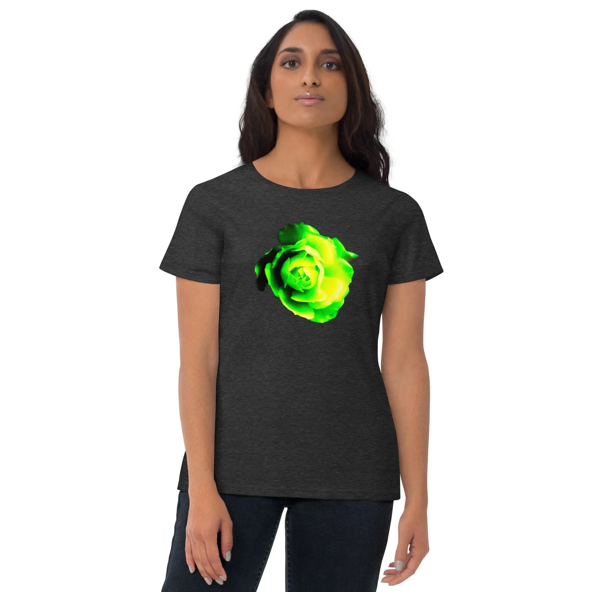 Queer Botanicals | Lime Rose | Women's Fitted Short Sleeve T-Shirt BaDeYaDeYa