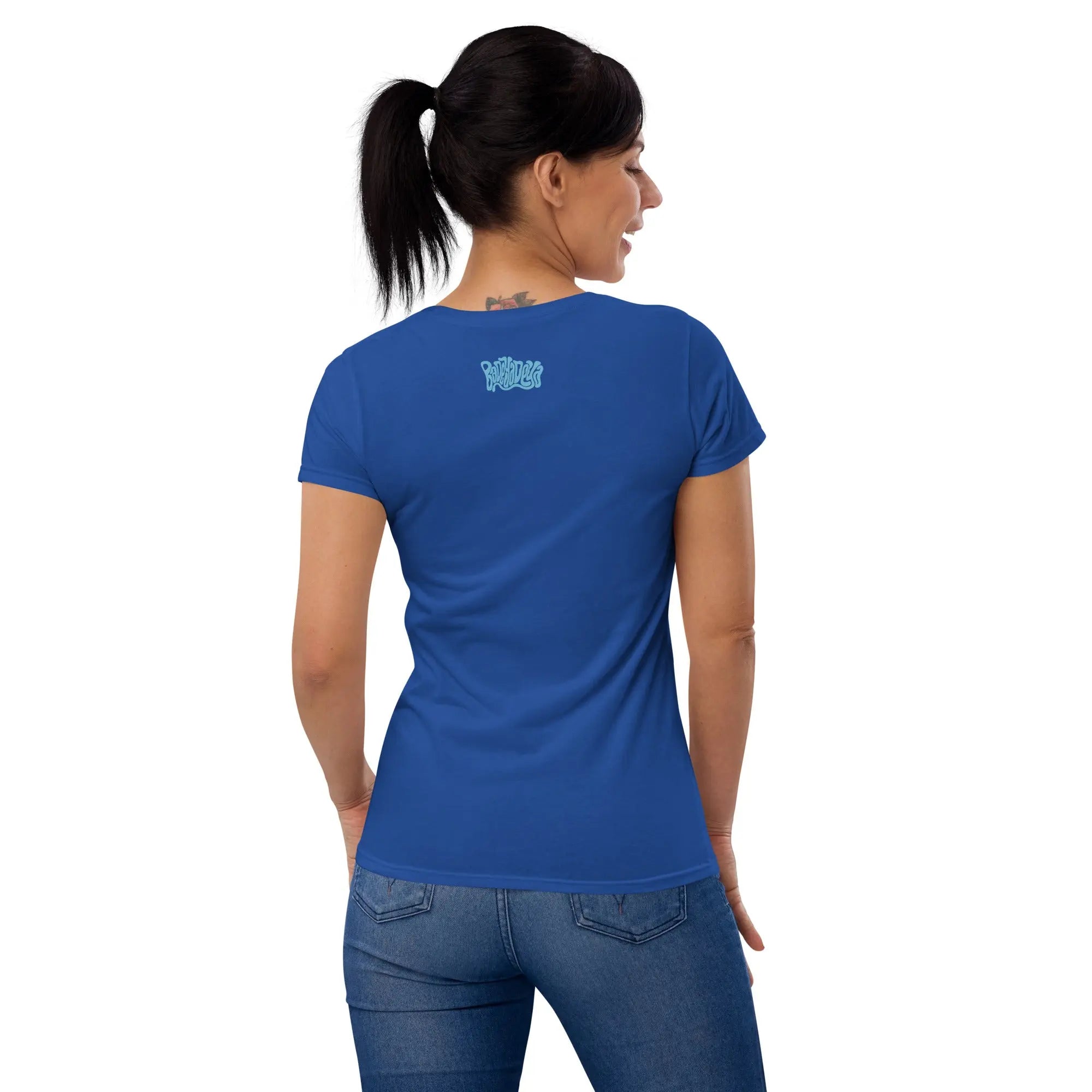 Queer Botanicals  | Blue Rose | Women's Fitted Short Sleeve T-Shirt BaDeYaDeYa