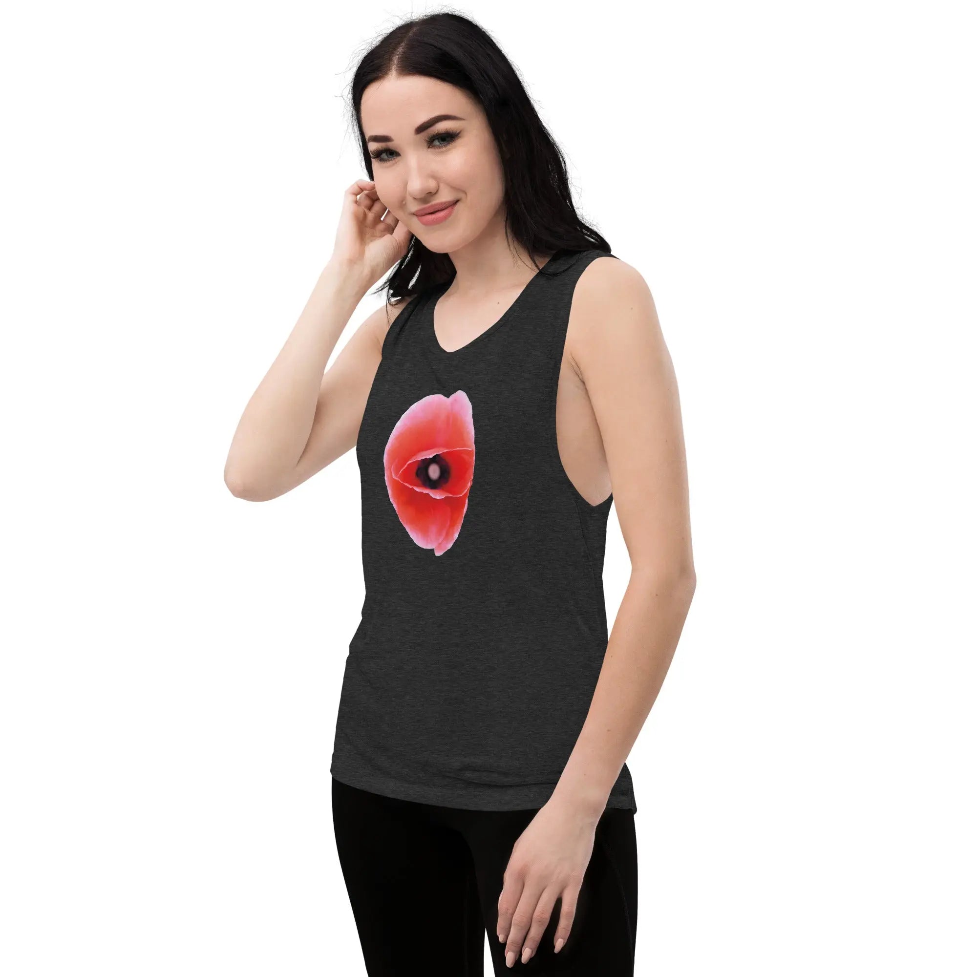 Queer Botanicals | Red Poppy | Women's Muscle T-Shirt BaDeYaDeYa