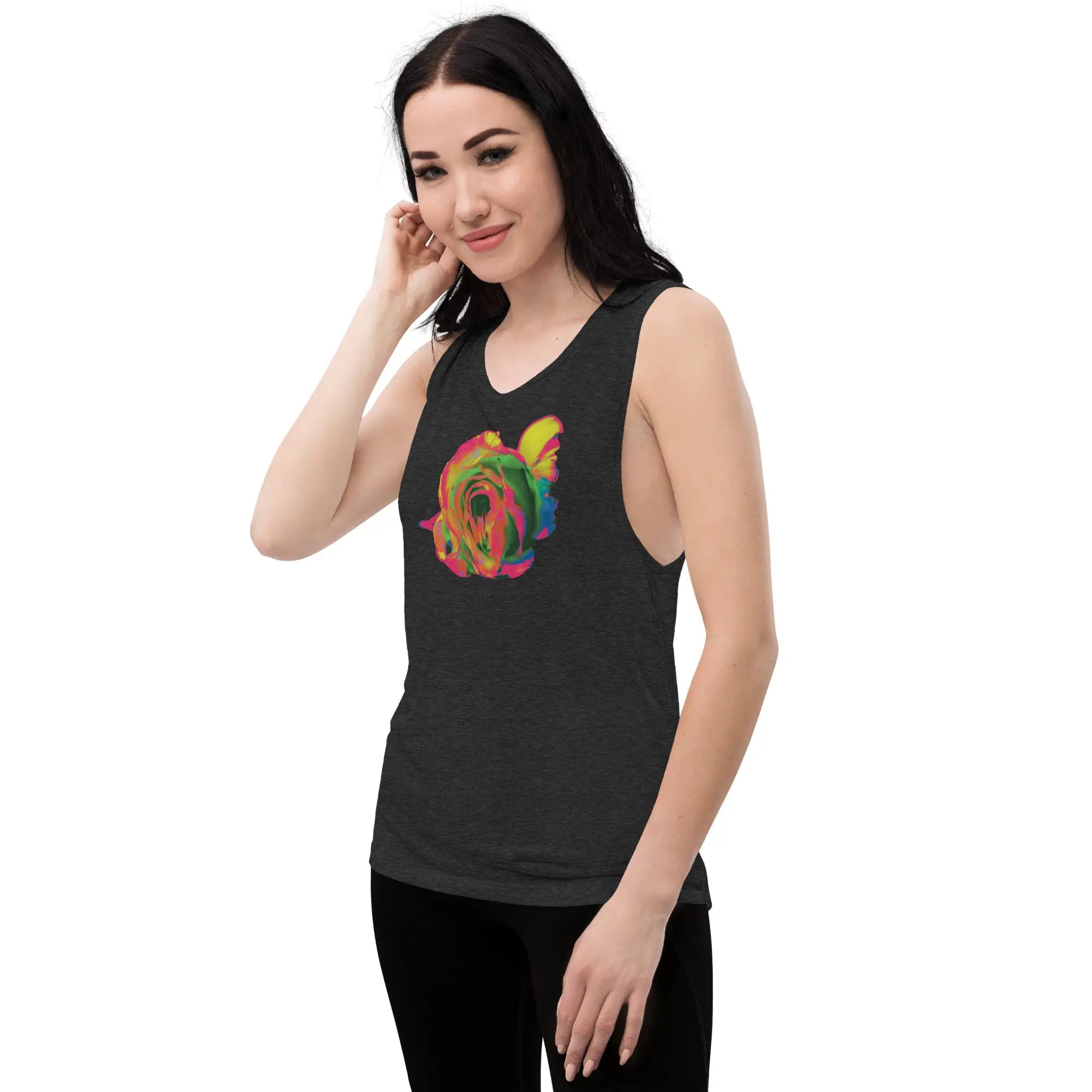 Queer Botanicals | Rainbow Rose | Women's Muscle T-Shirt BaDeYaDeYa