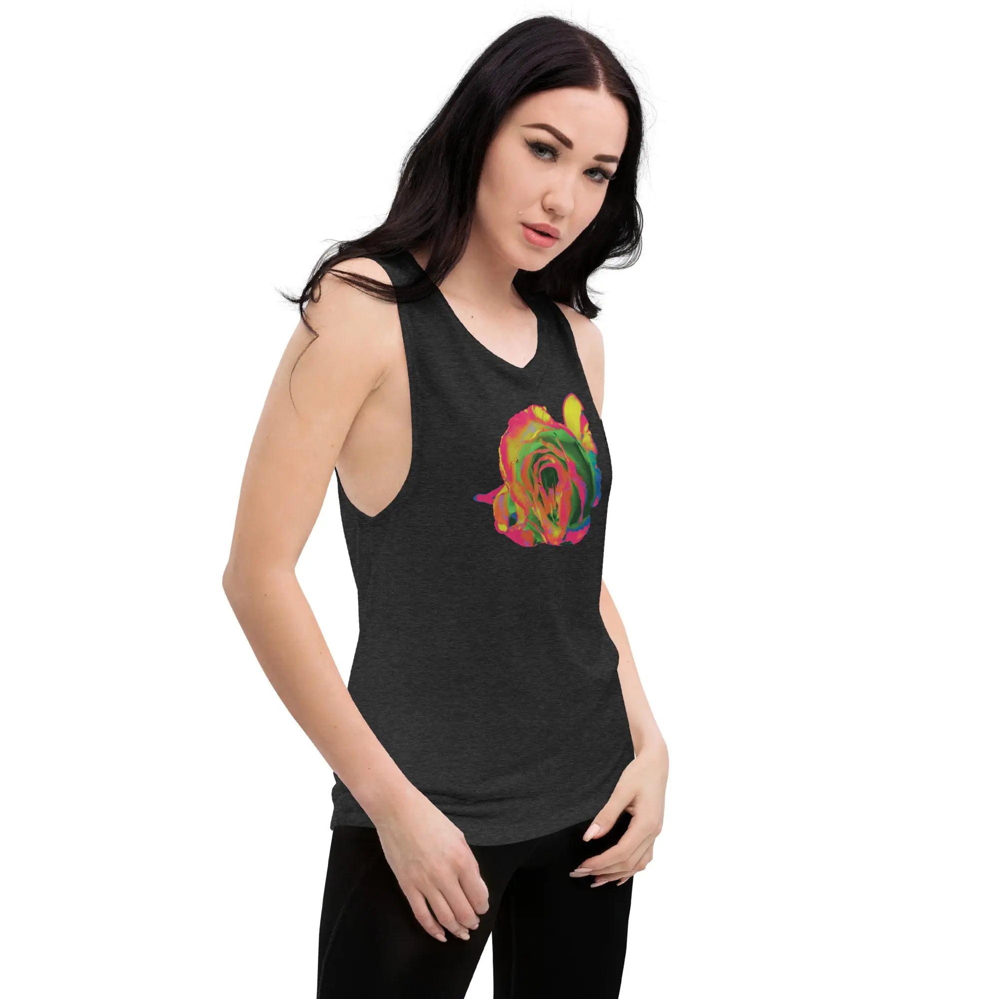 Queer Botanicals | Rainbow Rose | Women's Muscle T-Shirt BaDeYaDeYa