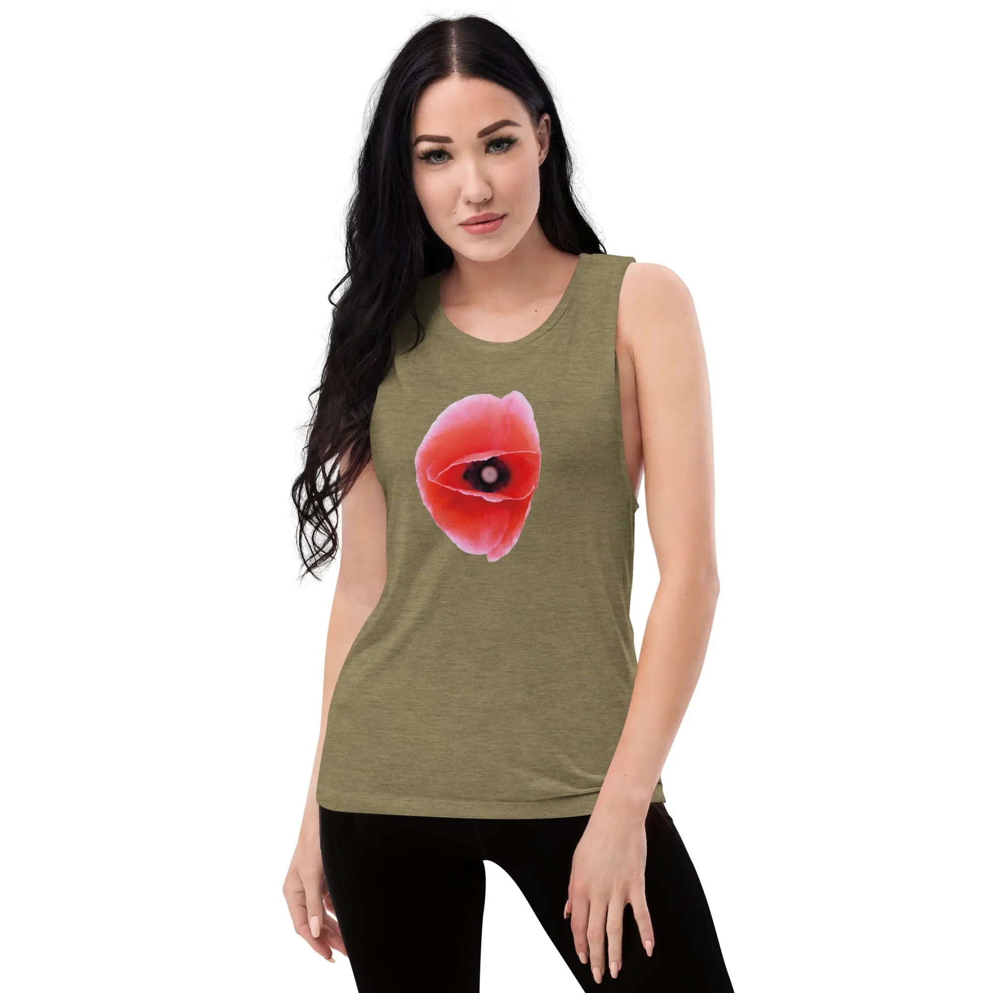 Queer Botanicals | Red Poppy | Women's Muscle T-Shirt BaDeYaDeYa