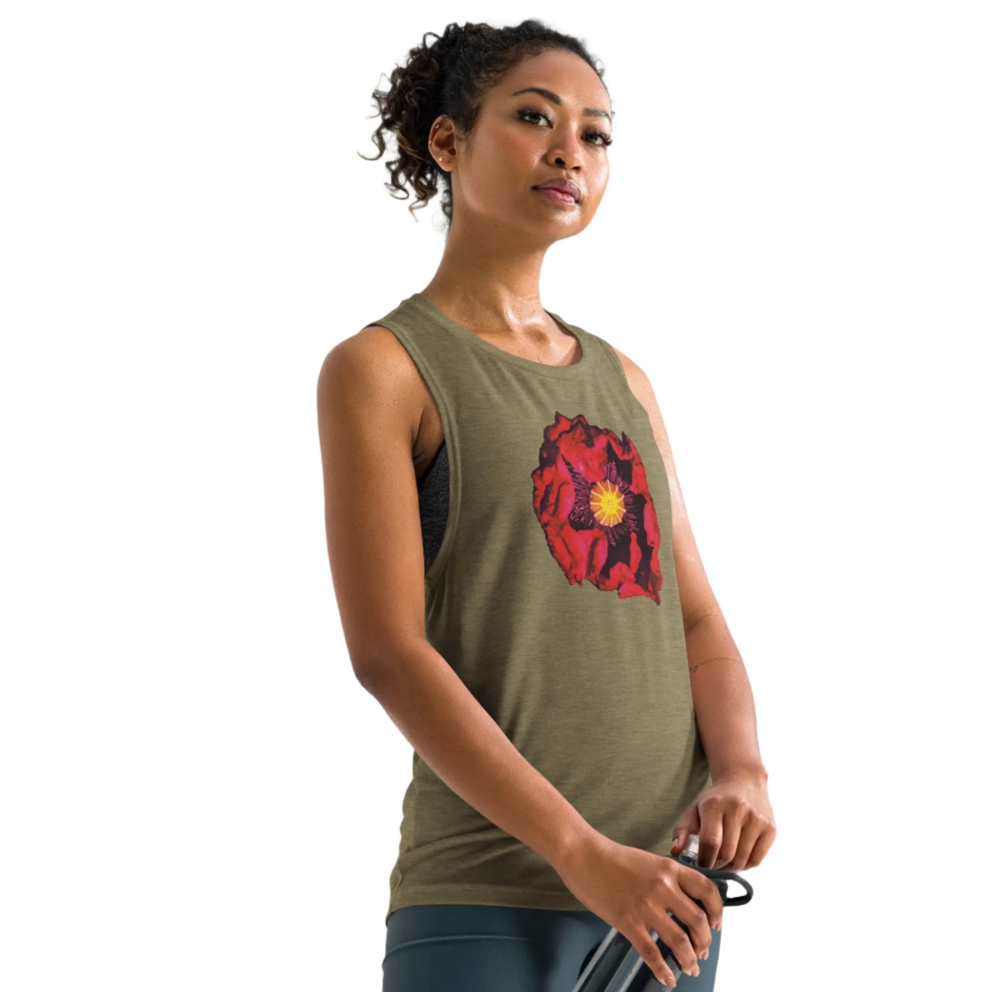 Queer Botanicals | Opening Red Poppy | Women’s Muscle T-Shirt BaDeYaDeYa