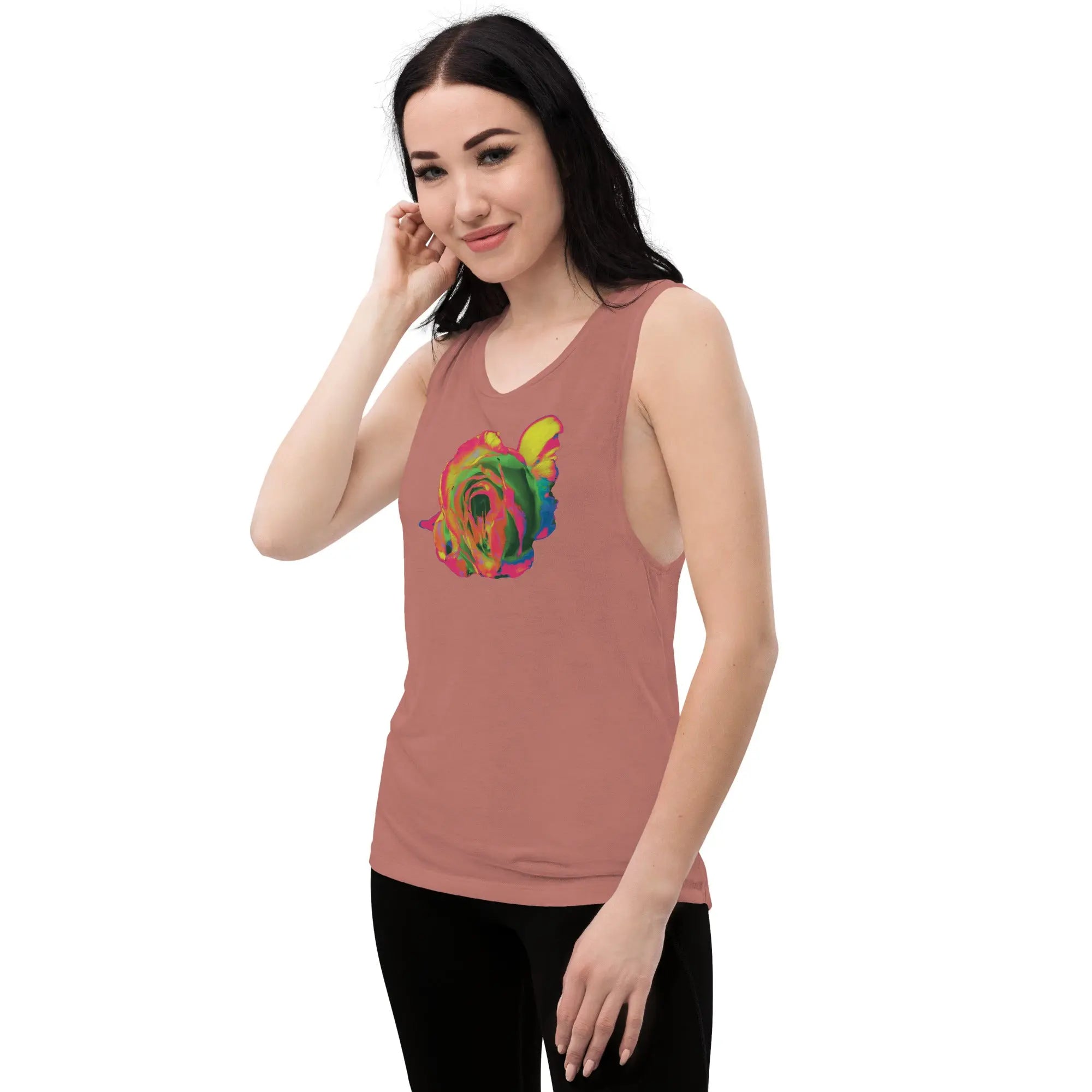 Queer Botanicals | Rainbow Rose | Women's Muscle T-Shirt BaDeYaDeYa