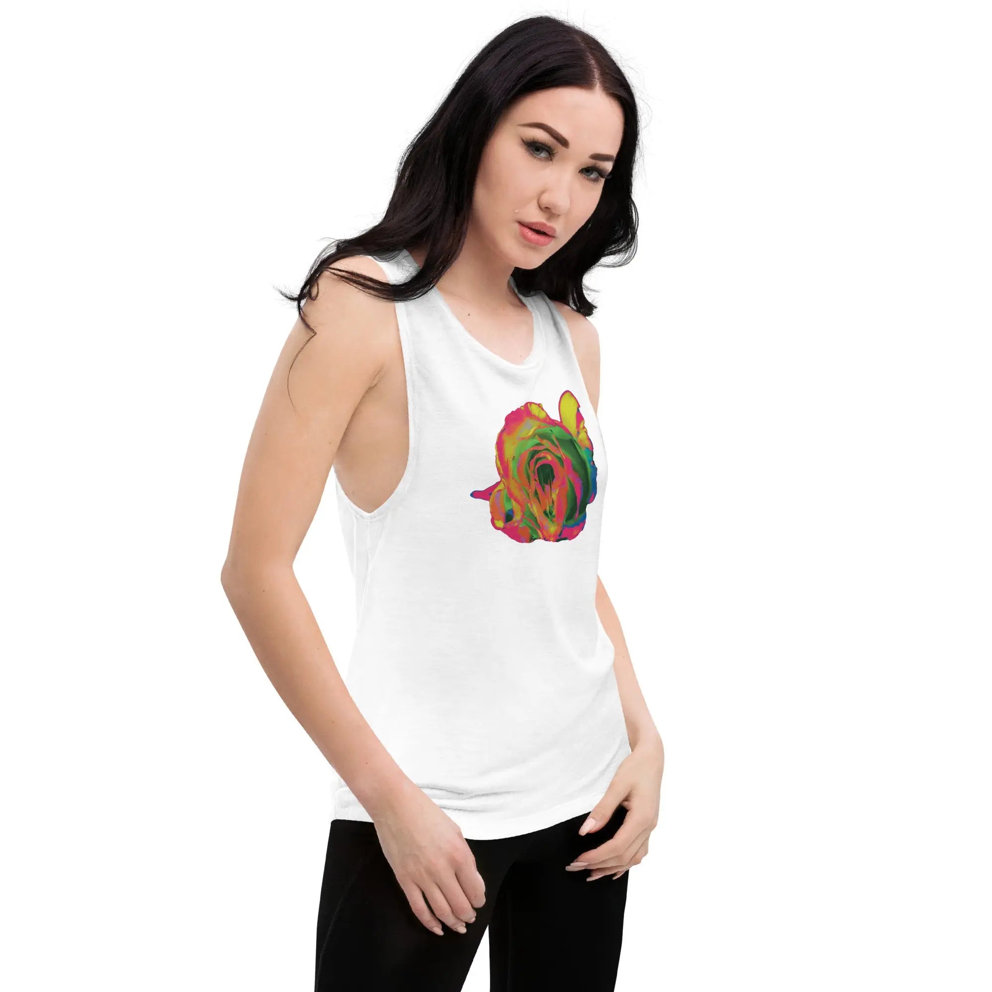 Queer Botanicals | Rainbow Rose | Women's Muscle T-Shirt BaDeYaDeYa