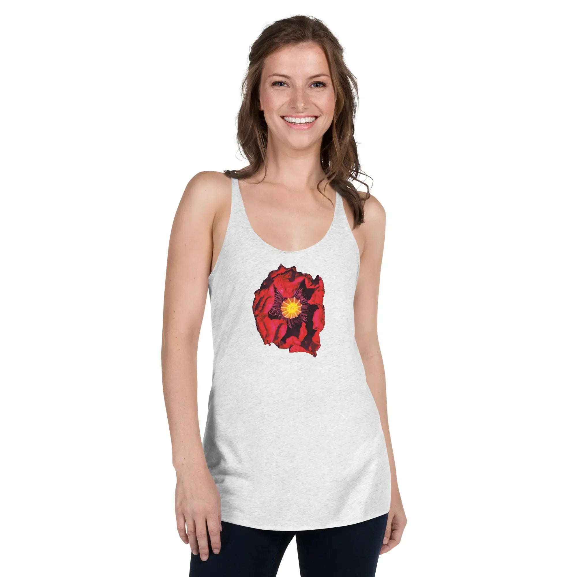 Queer Botanicals | Opening Red Poppy | Women's Racerback Tank Top BaDeYaDeYa