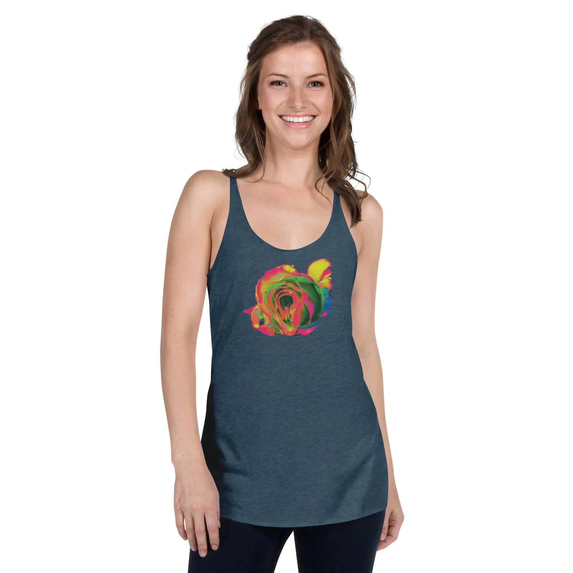 Queer Botanicals | Rainbow Rose | Women's Racerback Tank Top BaDeYaDeYa