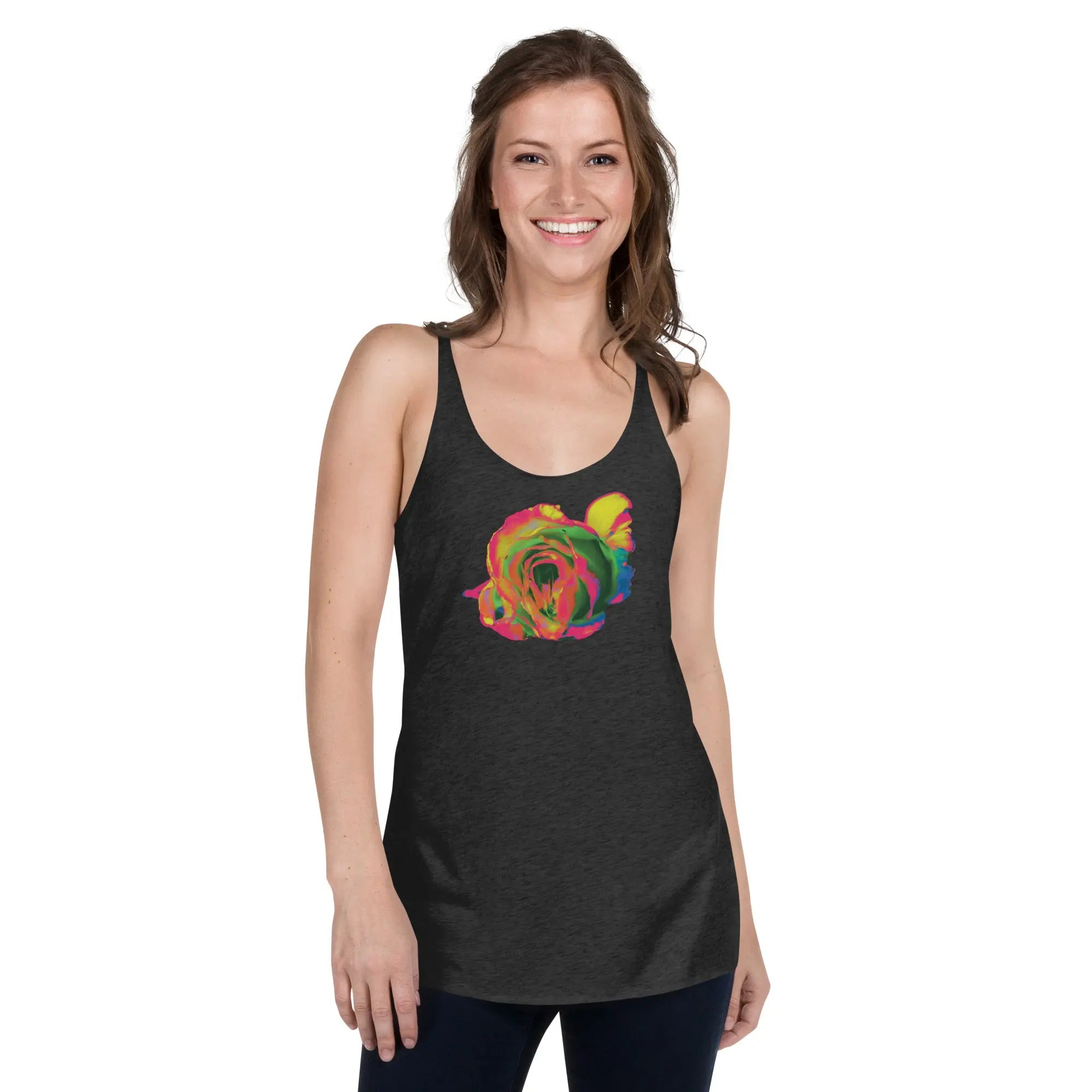 Queer Botanicals | Rainbow Rose | Women's Racerback Tank Top BaDeYaDeYa