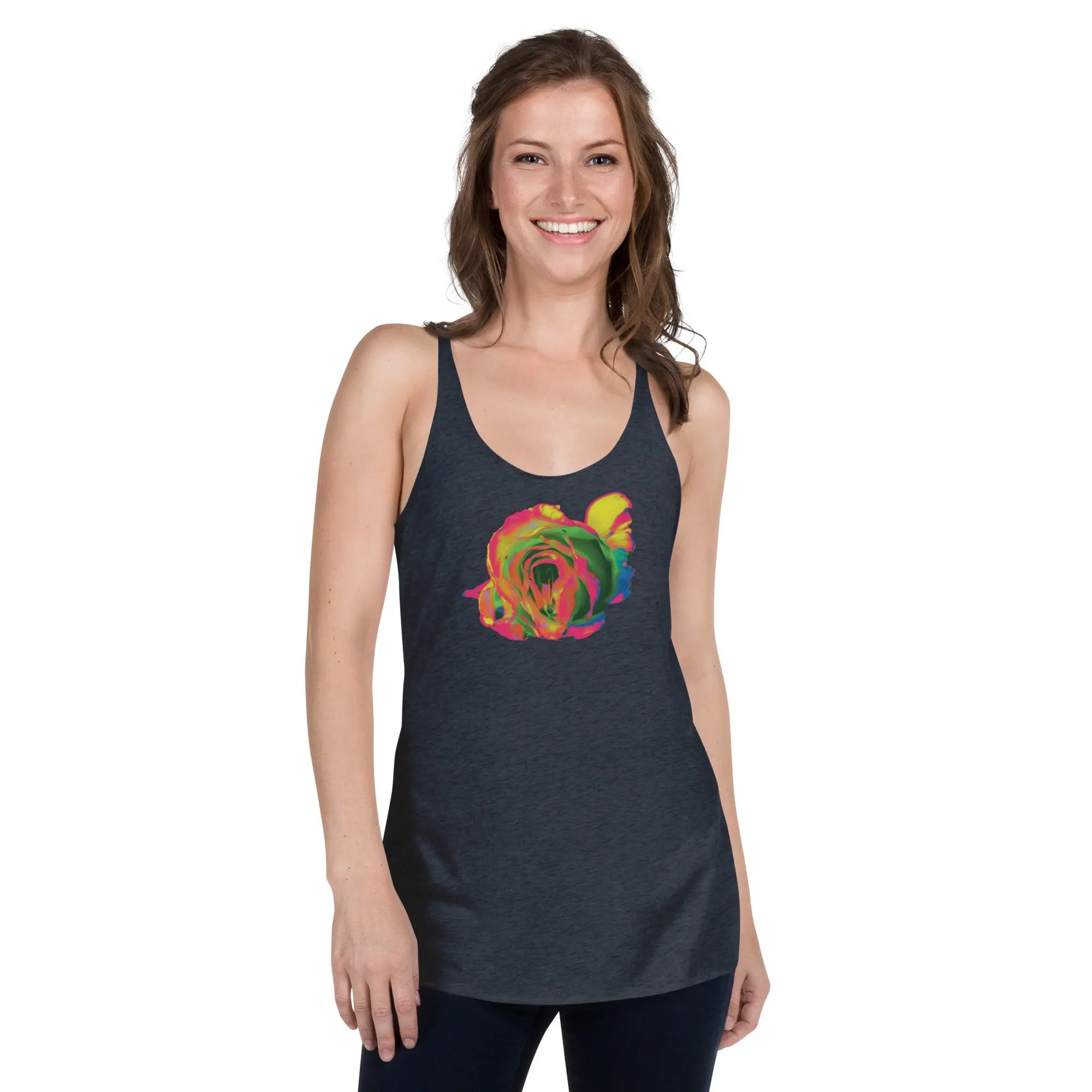 Queer Botanicals | Rainbow Rose | Women's Racerback Tank Top BaDeYaDeYa